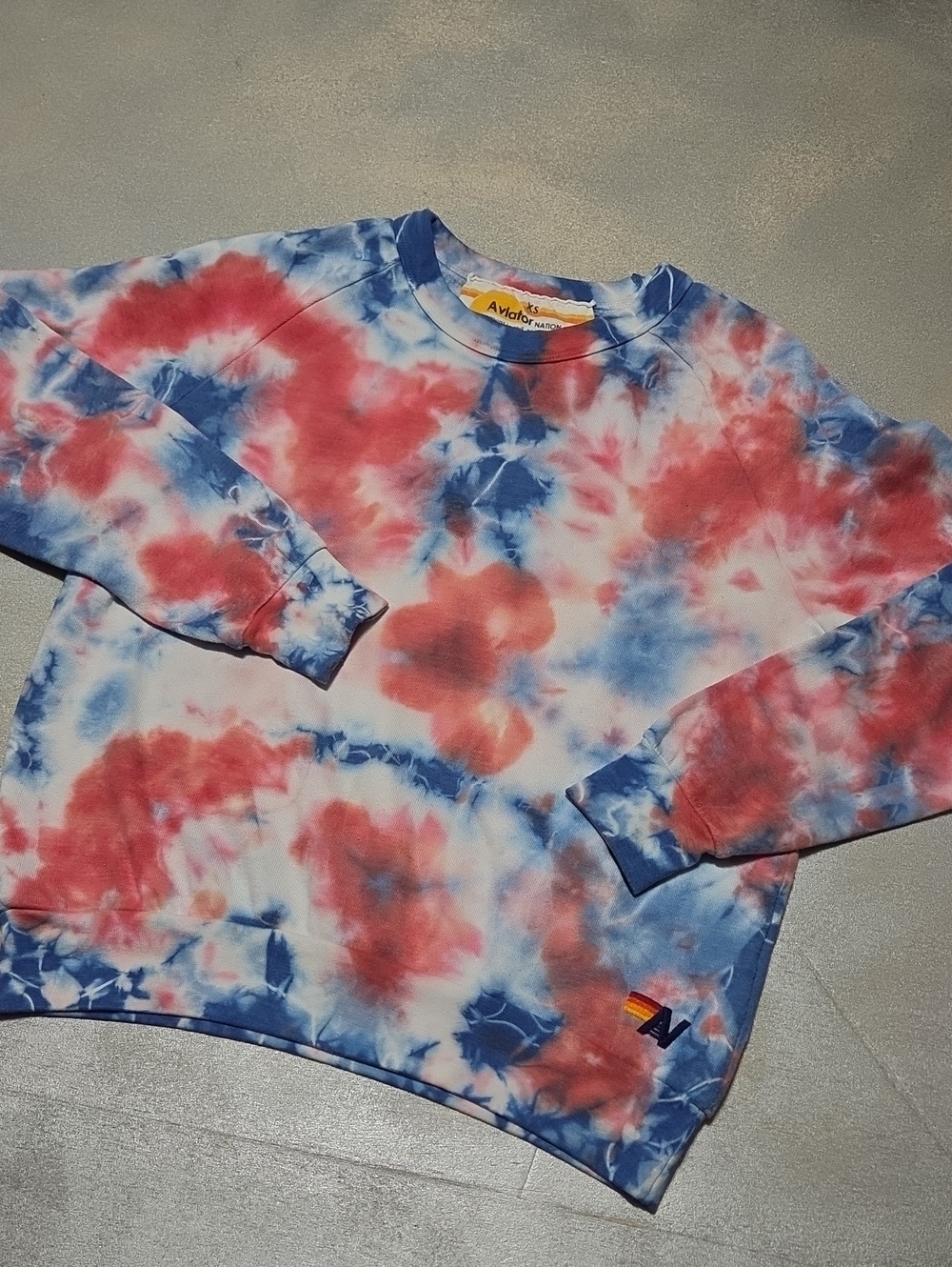 Aviator Nation Red & Blue Tie-Dye Crewneck Sweatshirt